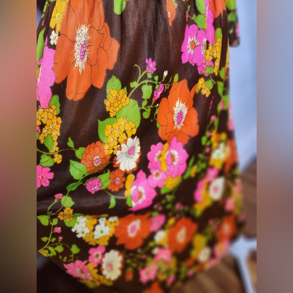 Vintage 60’s-70’s retro mod flower belted maxi dress - Picture 4 of 14